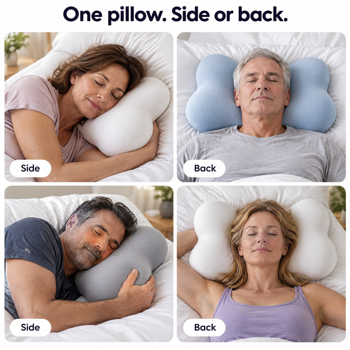 One pillow for side and back sleepers